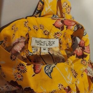 Rachel Zoe Women's 100% Rayon Yellow Floral Peplum Halter Top Size Medium NWT